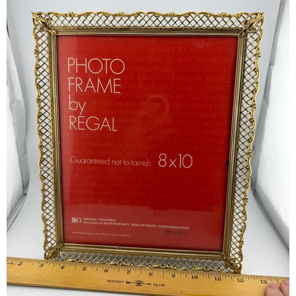 Regal Frames 8x10 Photo Frame Gold Tone Vintage Filigree Lattice Ornate